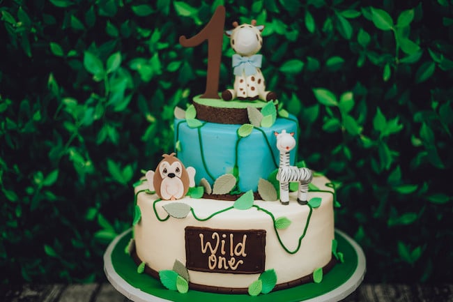 Safari Animal Wild One Birthday Cake