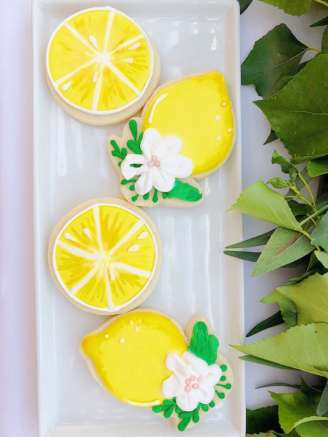 Lemon Themed Baby Shower Sugar Cookies