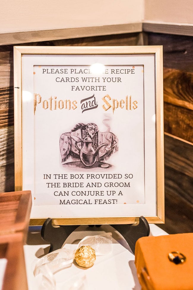 Magical Harry Potter Bridal Shower Recipe Sign