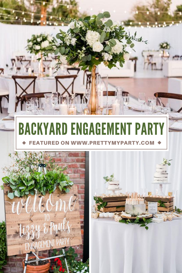 Elegant White Backyard Engagement Party on Pretty My Party