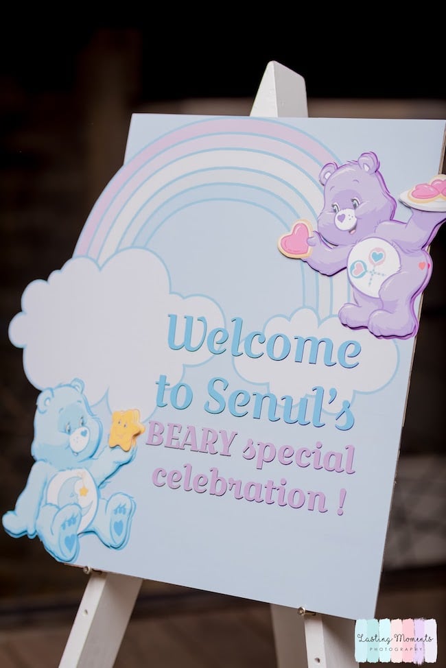 Pastel Care Bear Birthday Party Welcome Sign