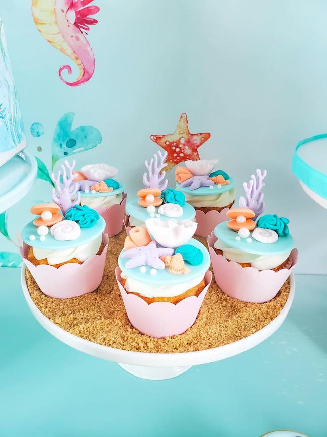 Under the Sea Themed Party Cupcakes
