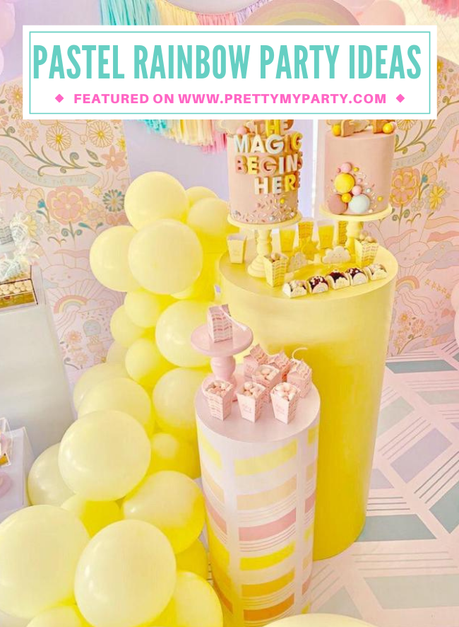 Happy Doodle Pastel Rainbow Party on Pretty My Party