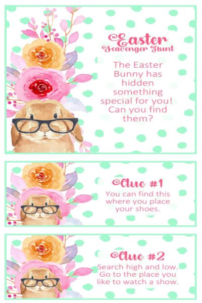 Free Easter Scavenger Hunt Clues