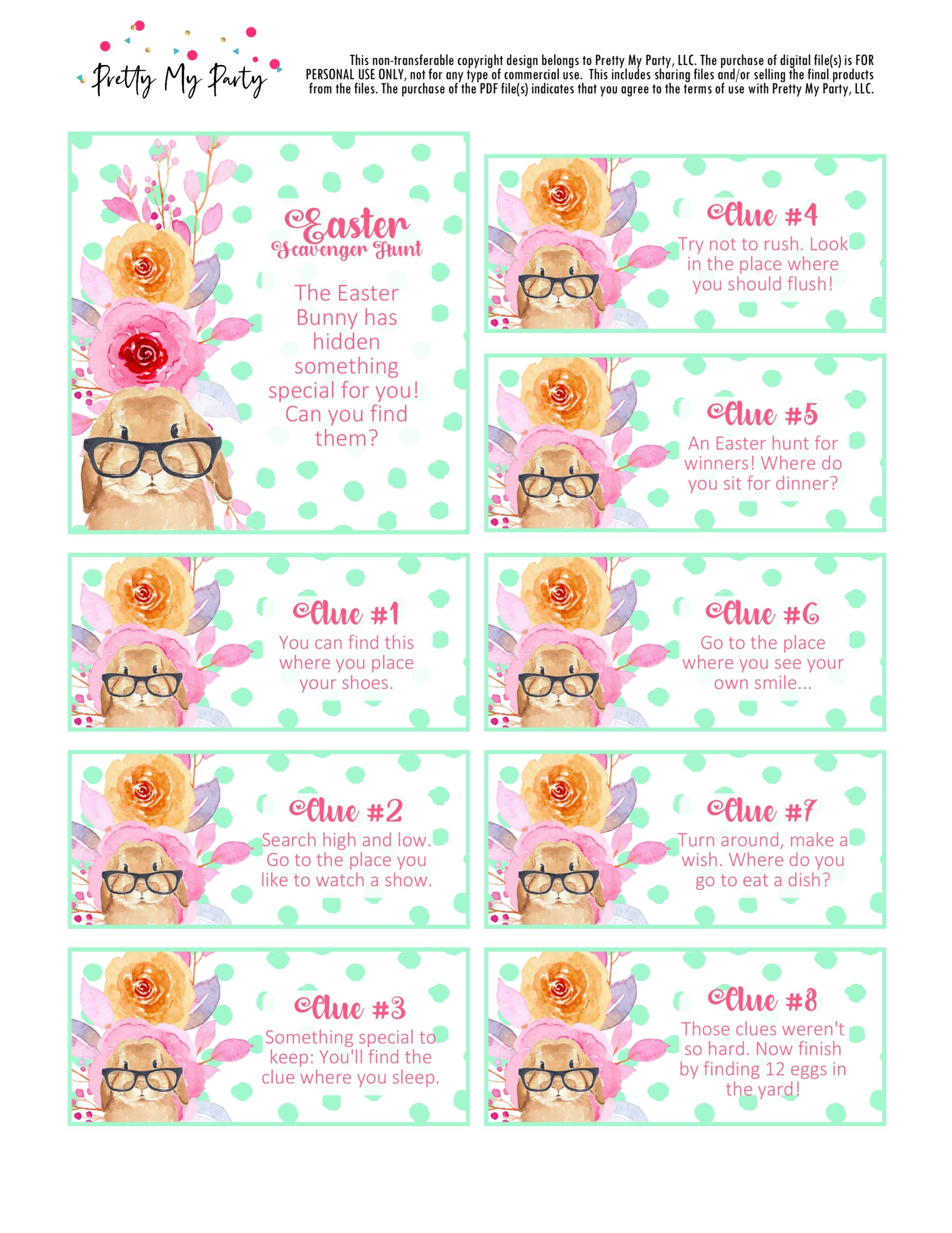 Free Easter scavenger hunt printables on Pretty My Party