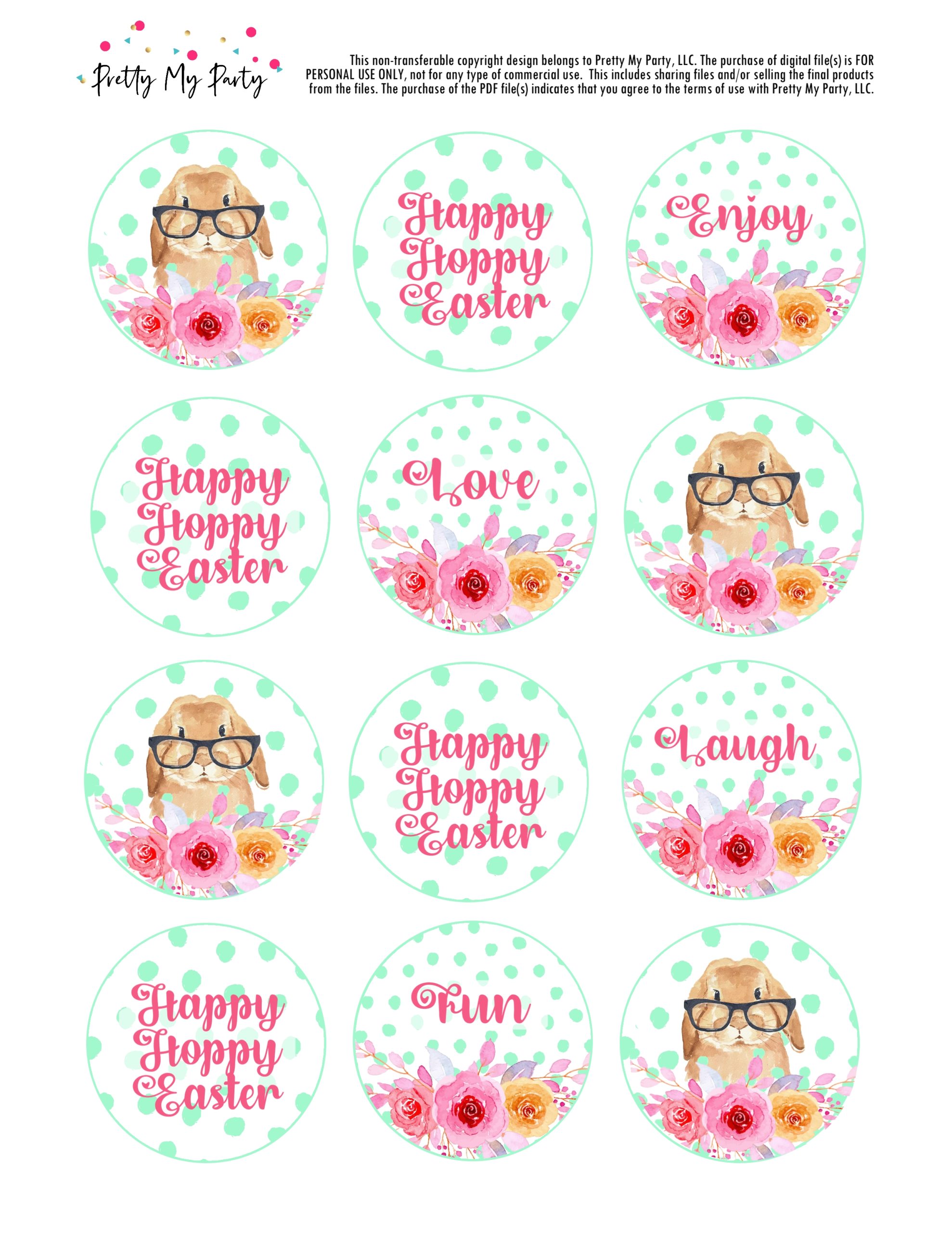 Free Easter Cupcake Toppers on Pretty My Party