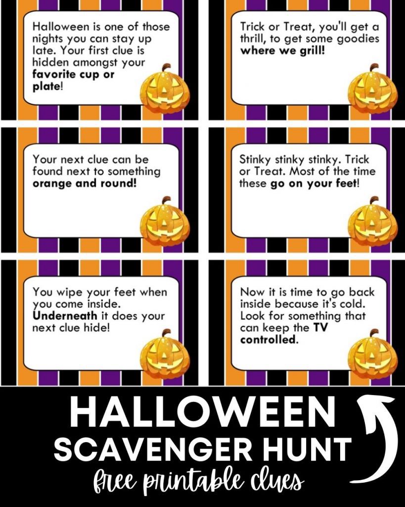 Halloween scavenger hunt printable clues