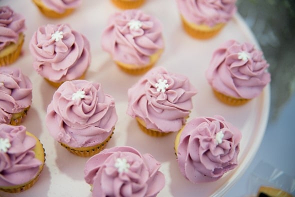Pink cupcakes with snowflake sprinkle