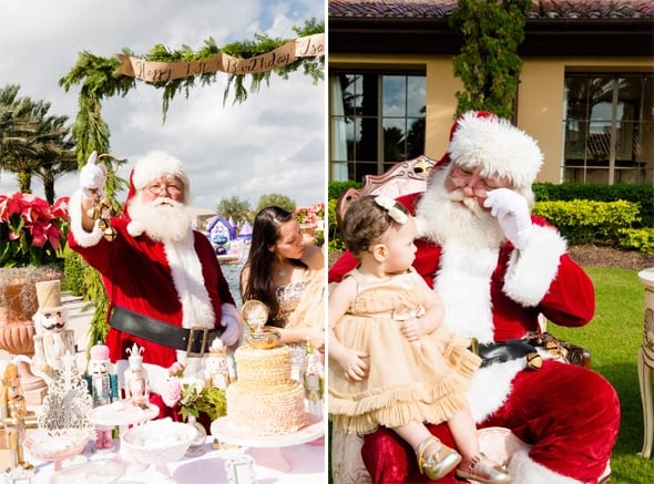 A visit from Santa at the Nutcracker 1st birthday party