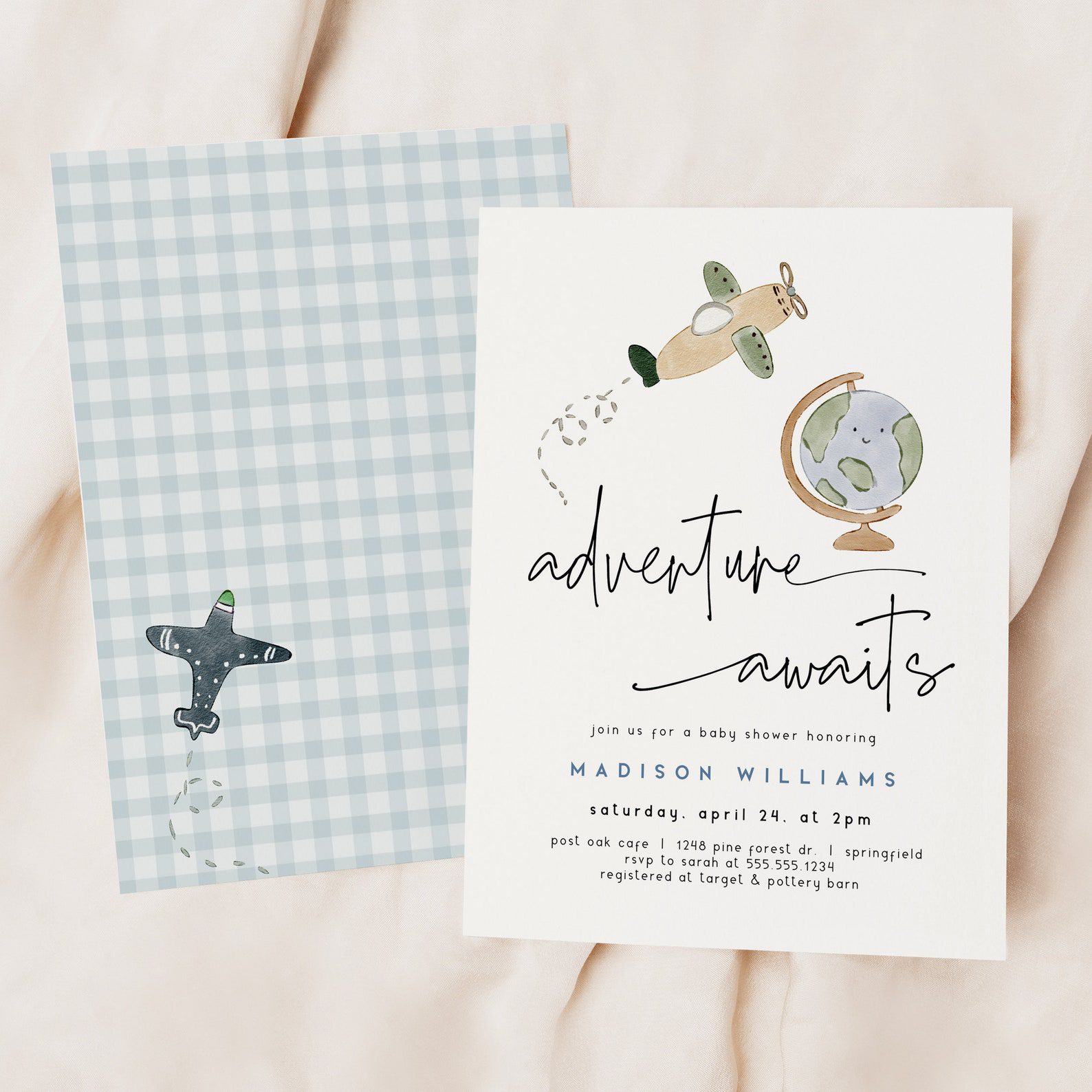Sip and See Travel Adventure Theme Invitation