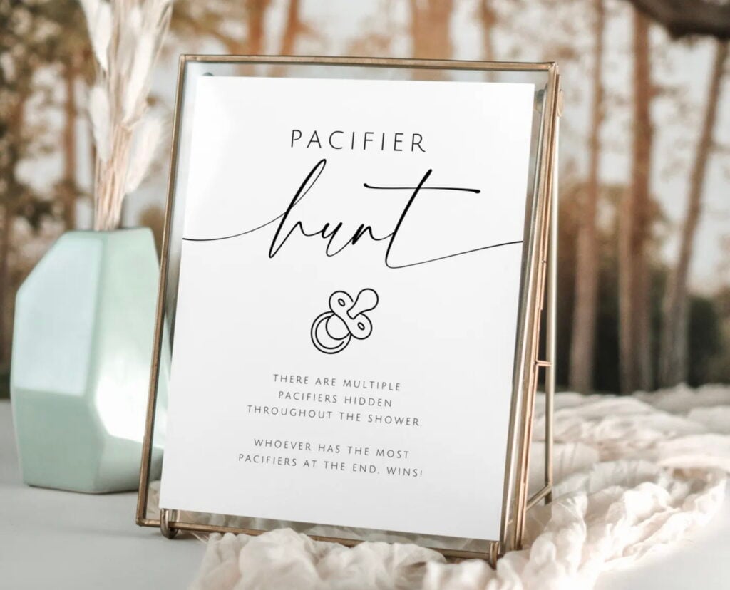 Pacifier Hunt Printable Sign