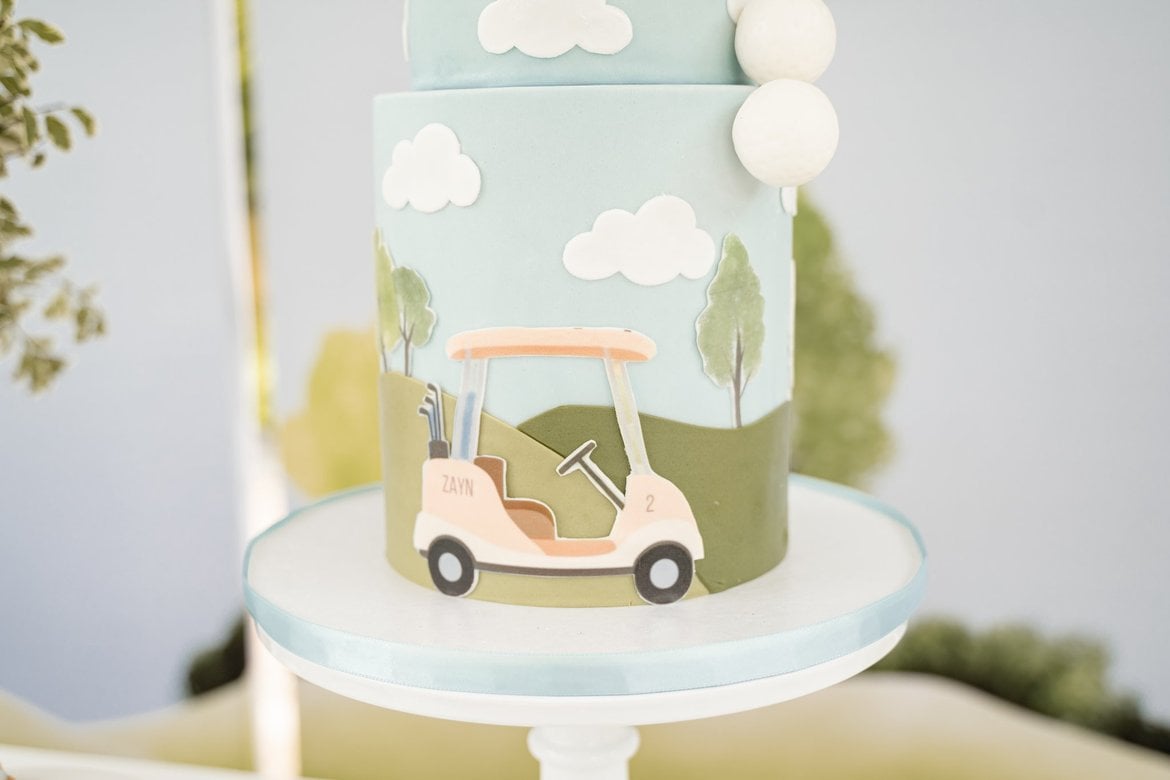 Golf-themed 2nd birthday cake featured on Pretty My Party