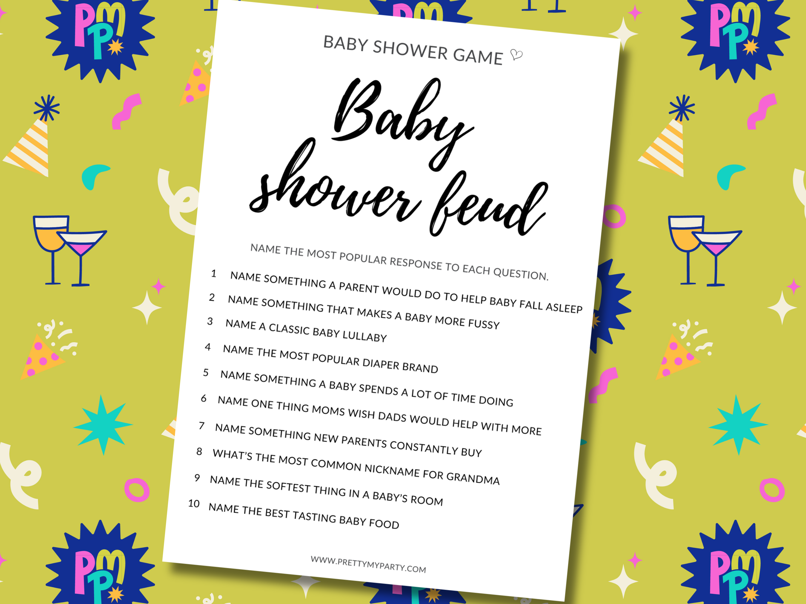 Baby Shower Feud Free Printable Baby Shower Game on Pretty My Party