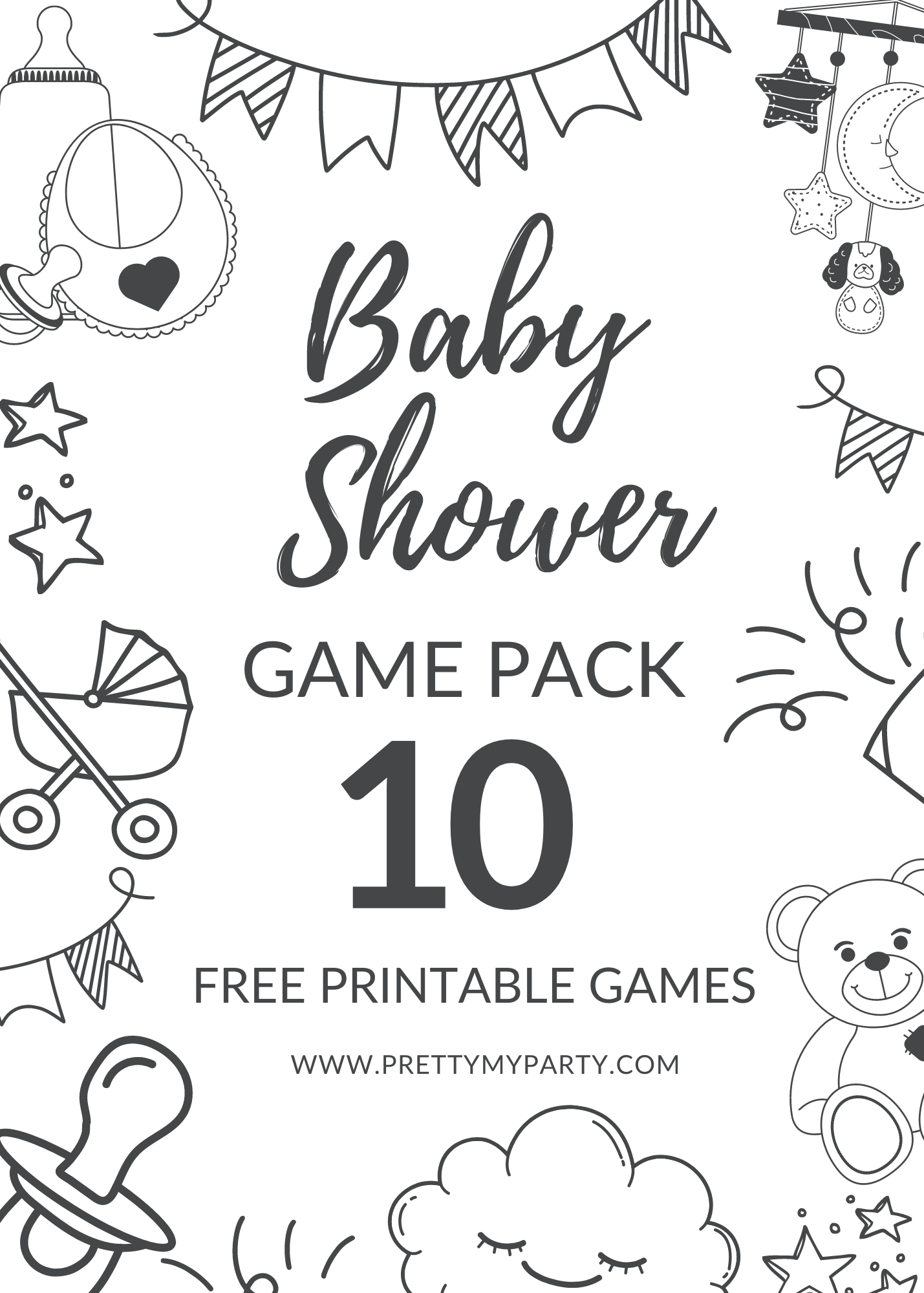 10 easy to play and free baby shower printables on www.prettymyparty.com