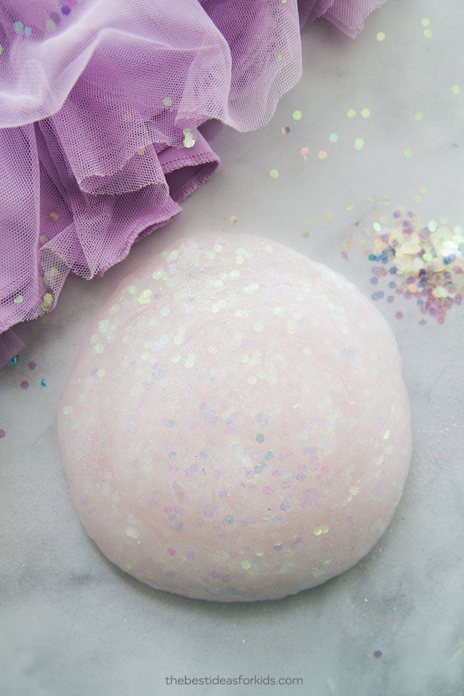 Set up a fairy slime making station at your fairy party and make some fun, glittery fairy slime.
