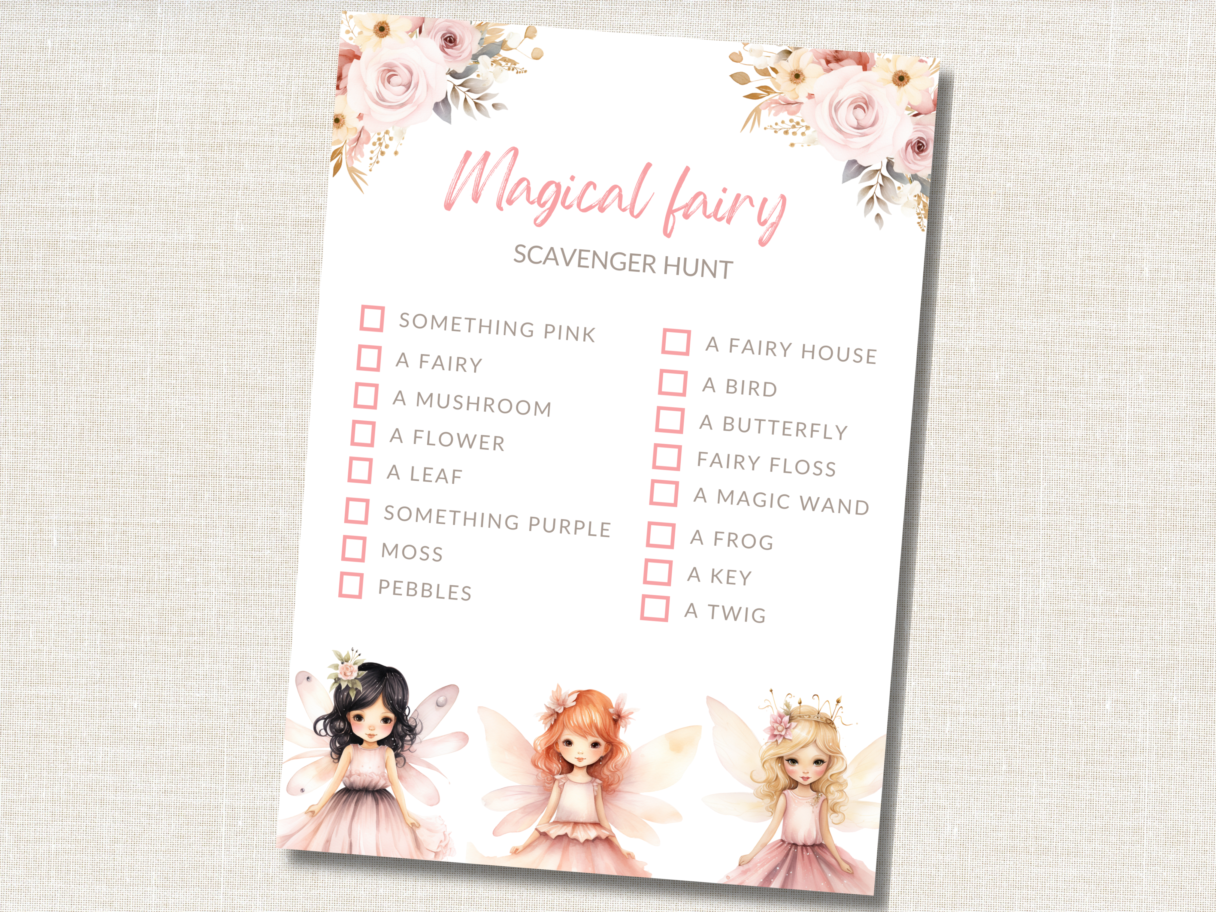 Magical Fairy Scavenger Hunt Game for a fairy birthday party on Pretty My Party