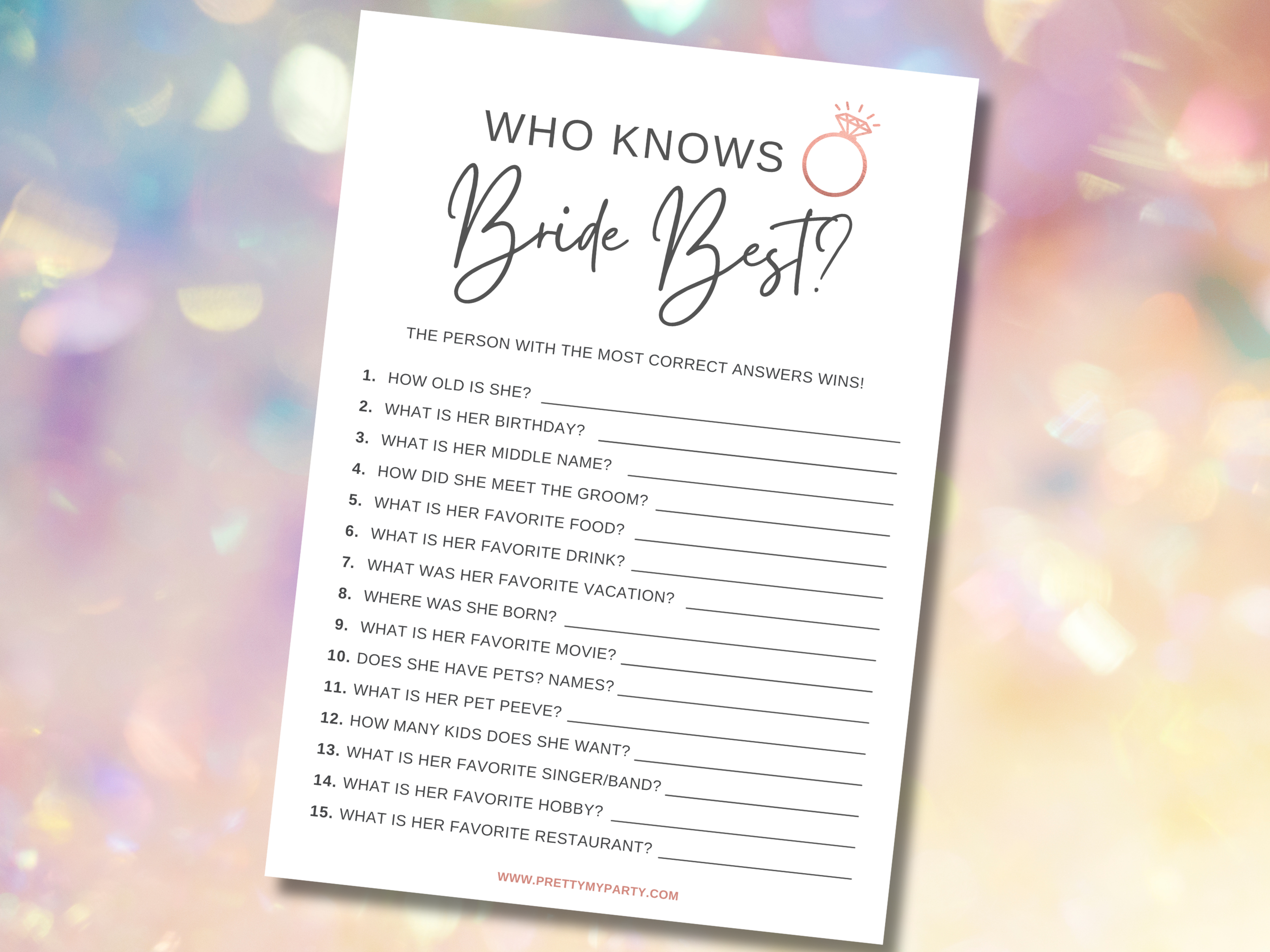 Who Knows The Bride Best (Free Printable Game)