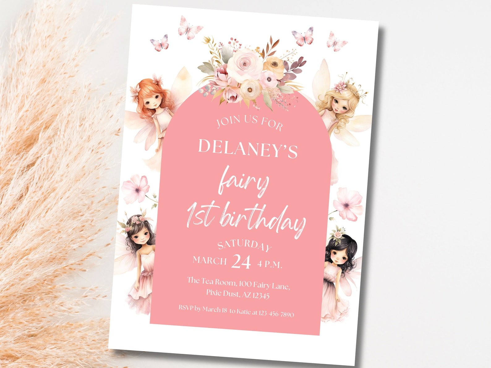 Fairy birthday party invitation