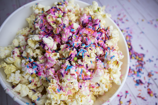 Fairy dust popcorn idea for your fairy themed birthday party.