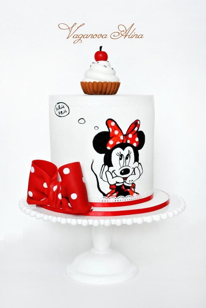 Red, black, and white Minnie Mouse Cake