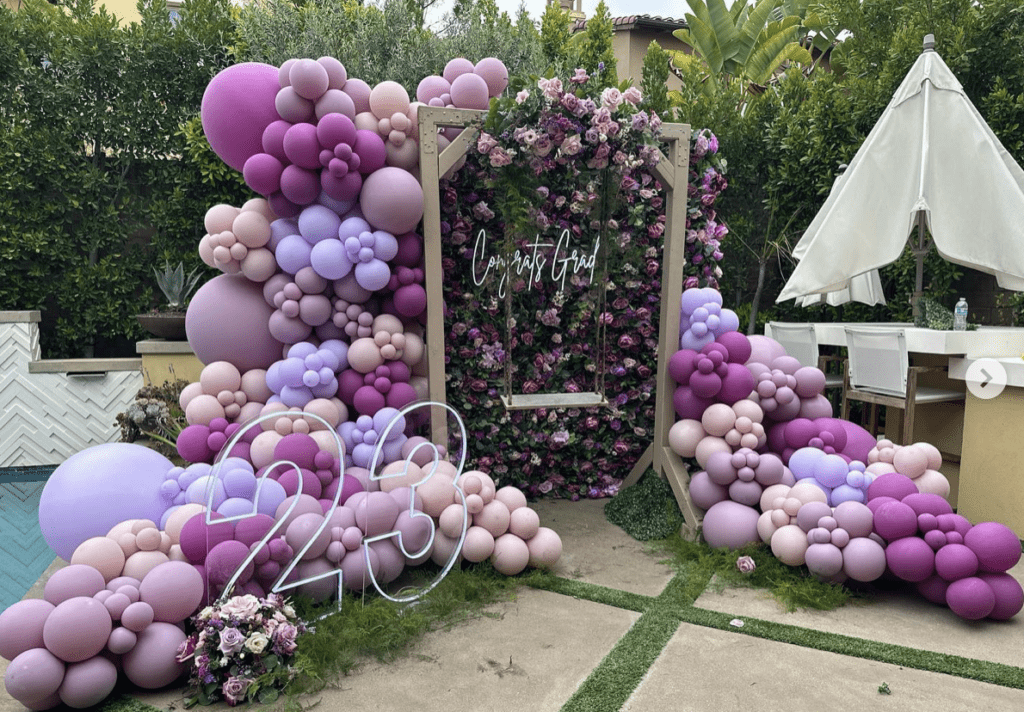 Purple graduation party decor