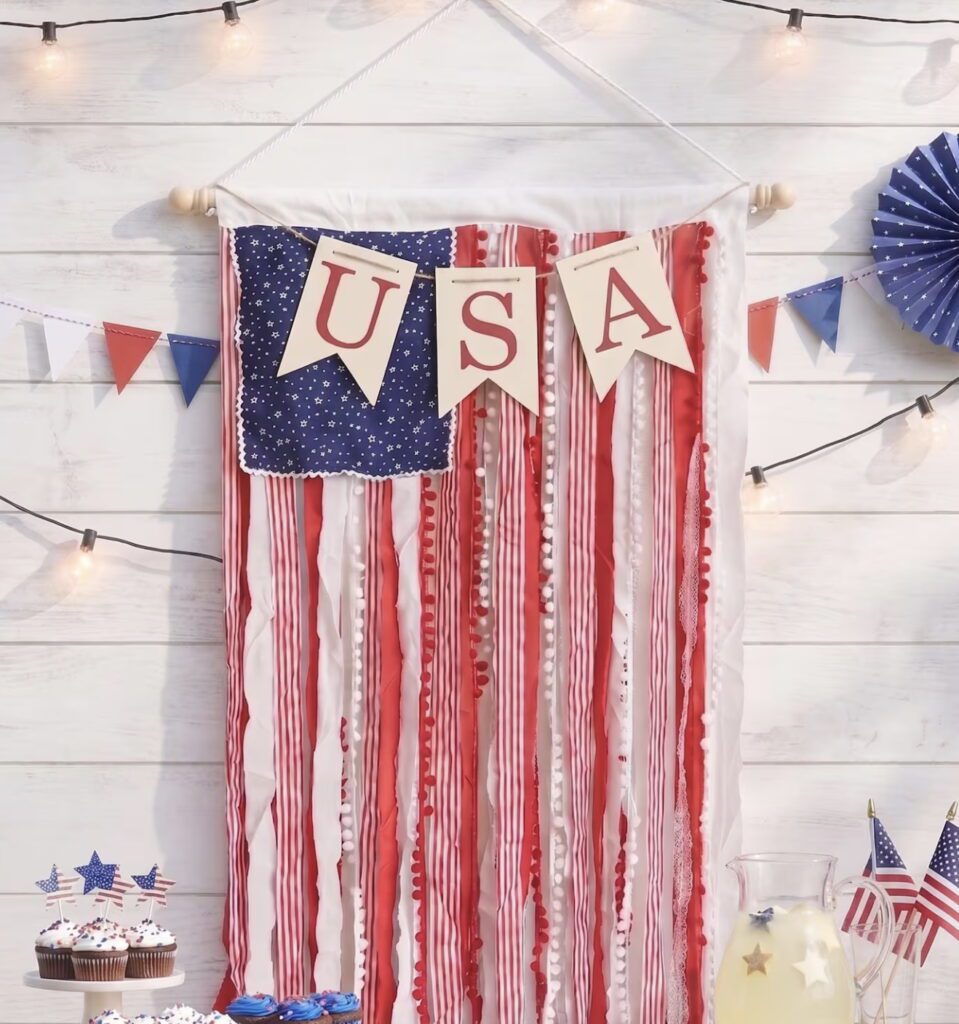 American flag party garland for 4th of July party