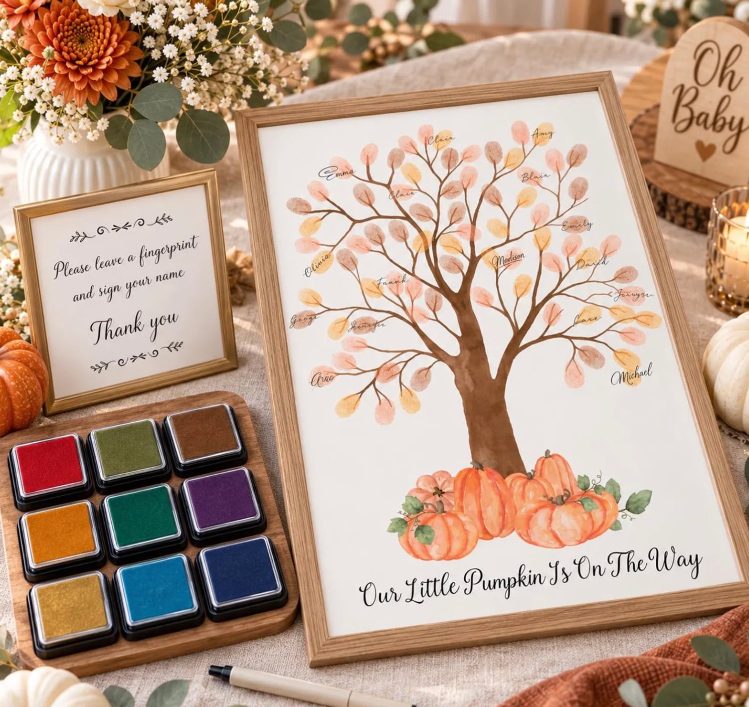 Fingerprint Baby Shower Guest Book