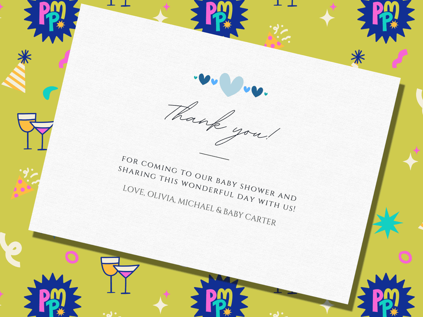 Free Baby Boy Shower Thank You Card Template on www.prettymyparty.com.