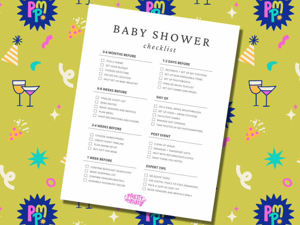 Free Baby Shower Planning Checklist on www.prettymyparty.com. #babyshowerchecklist