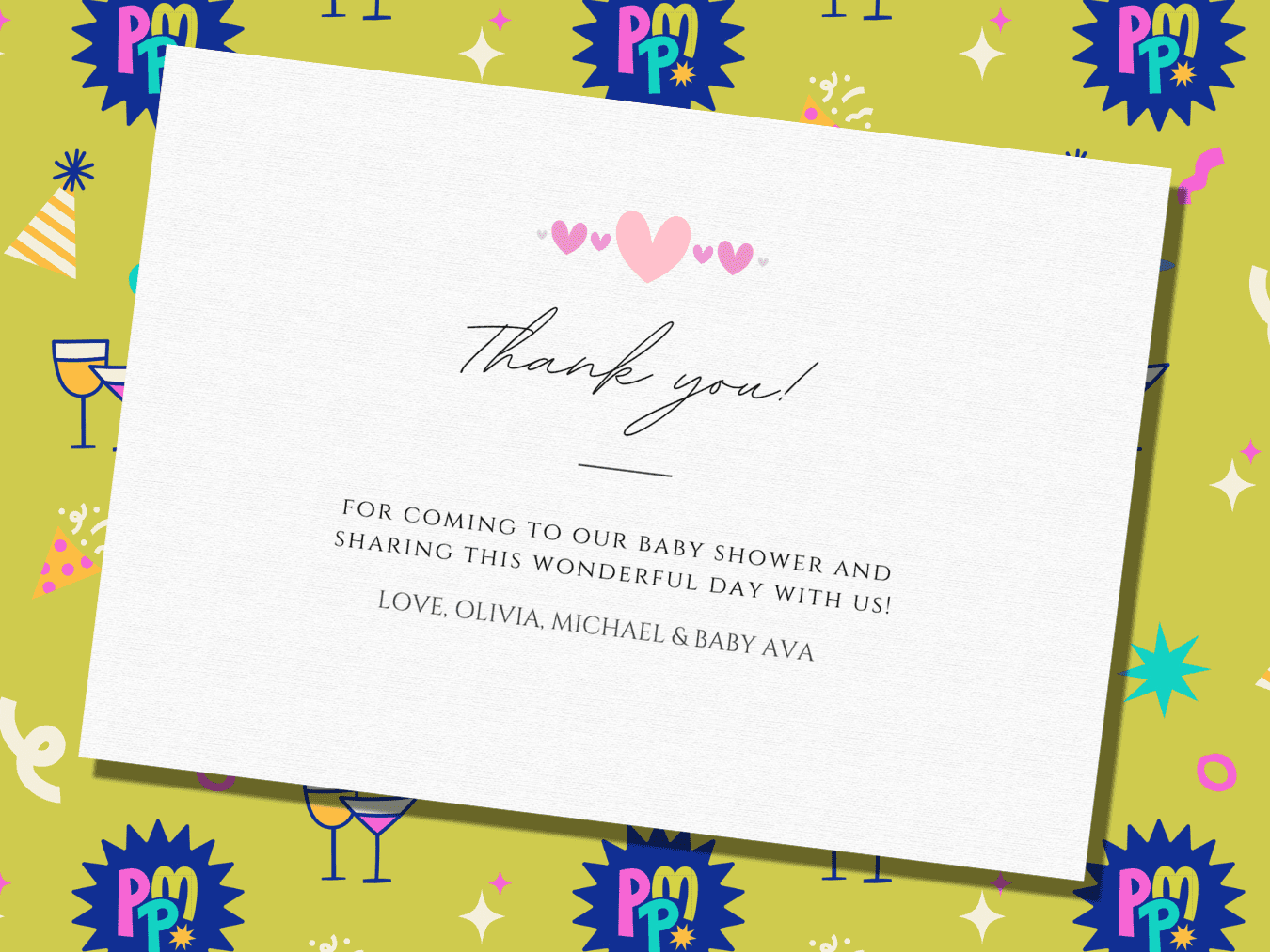 Free Baby Shower Thank You Card Template on www.prettymyparty.com.