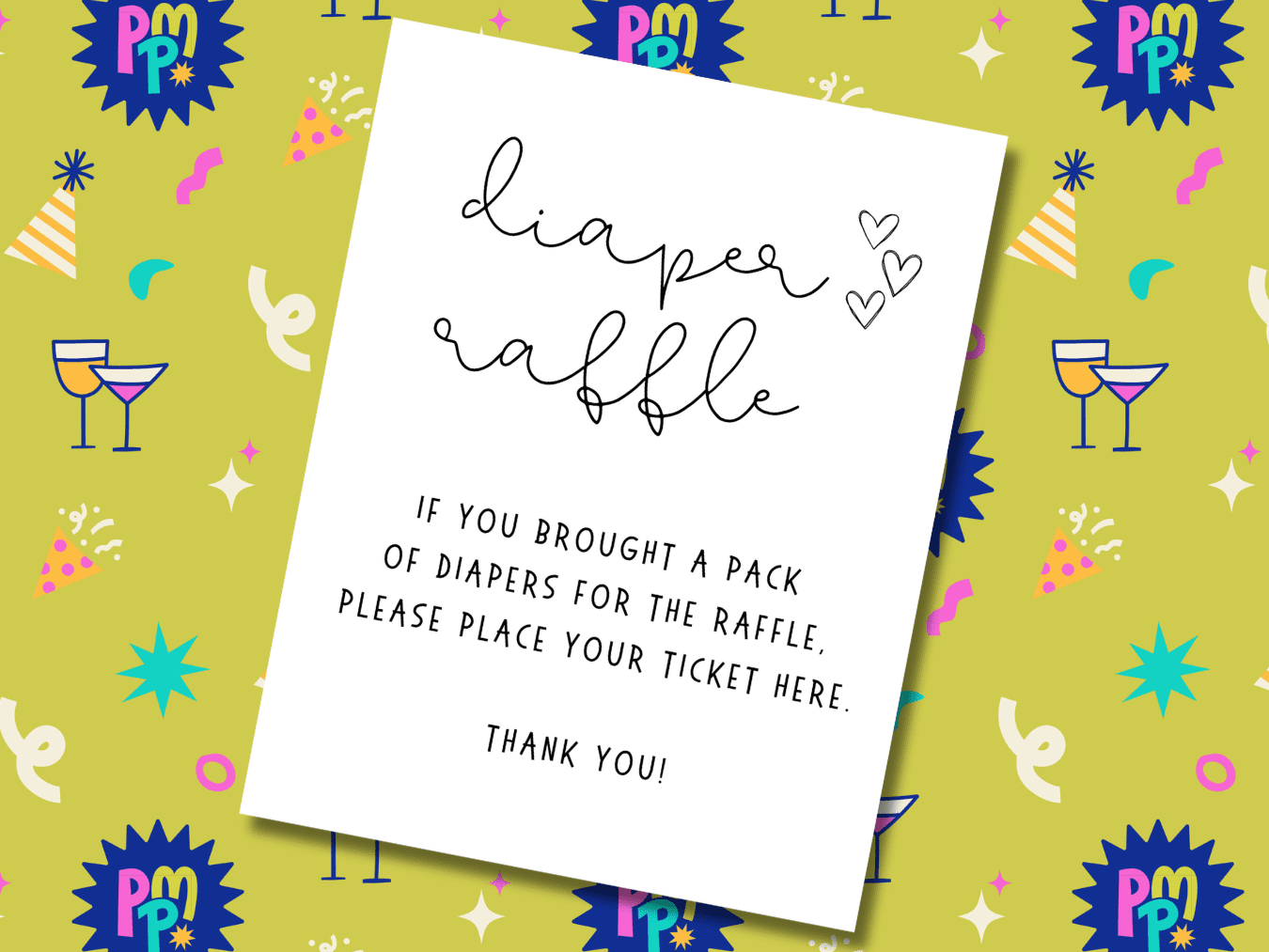 Grab your free minimalist diaper raffle sign printable at www.prettymyparty.com.