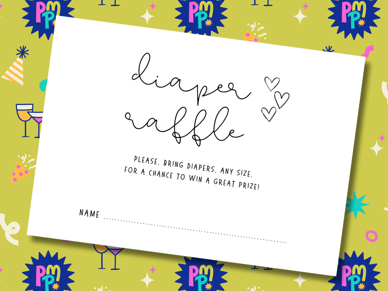 Get your free minimalist diaper raffle ticket printable on www.prettymyparty.com.
