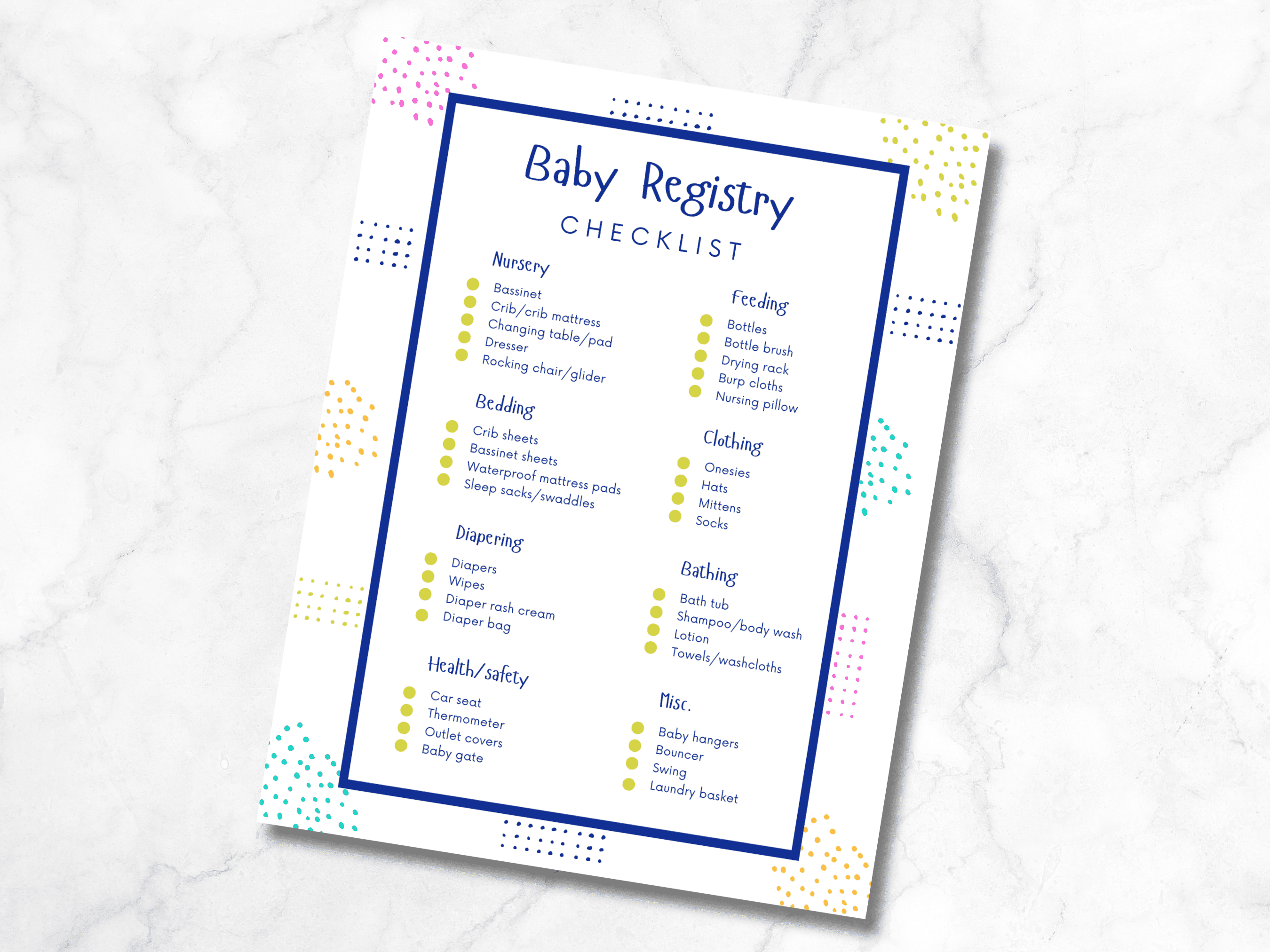 Grab this FREE Baby Shower Registry Checklist Printable on www.prettymyparty.com.