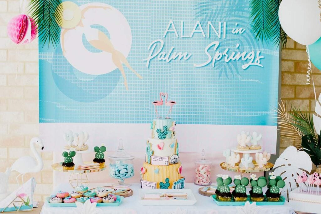 Palm Springs Pool Party Dessert Table