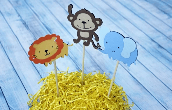 Jungle animal diaper cake toppers
