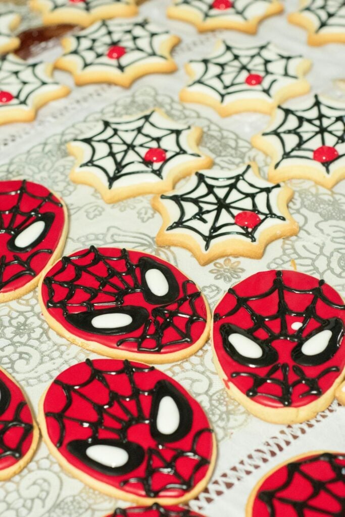 Spiderman sugar cookie party favors for kids