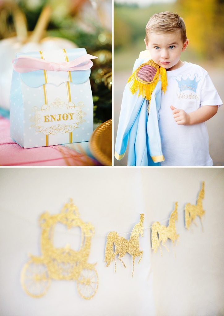 Pink, blue, and gold Cinderella party details and decoraitons